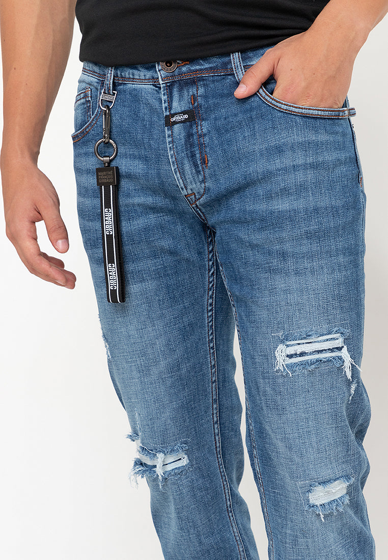 L. EVENT Men's Dark Denim Slim Pants