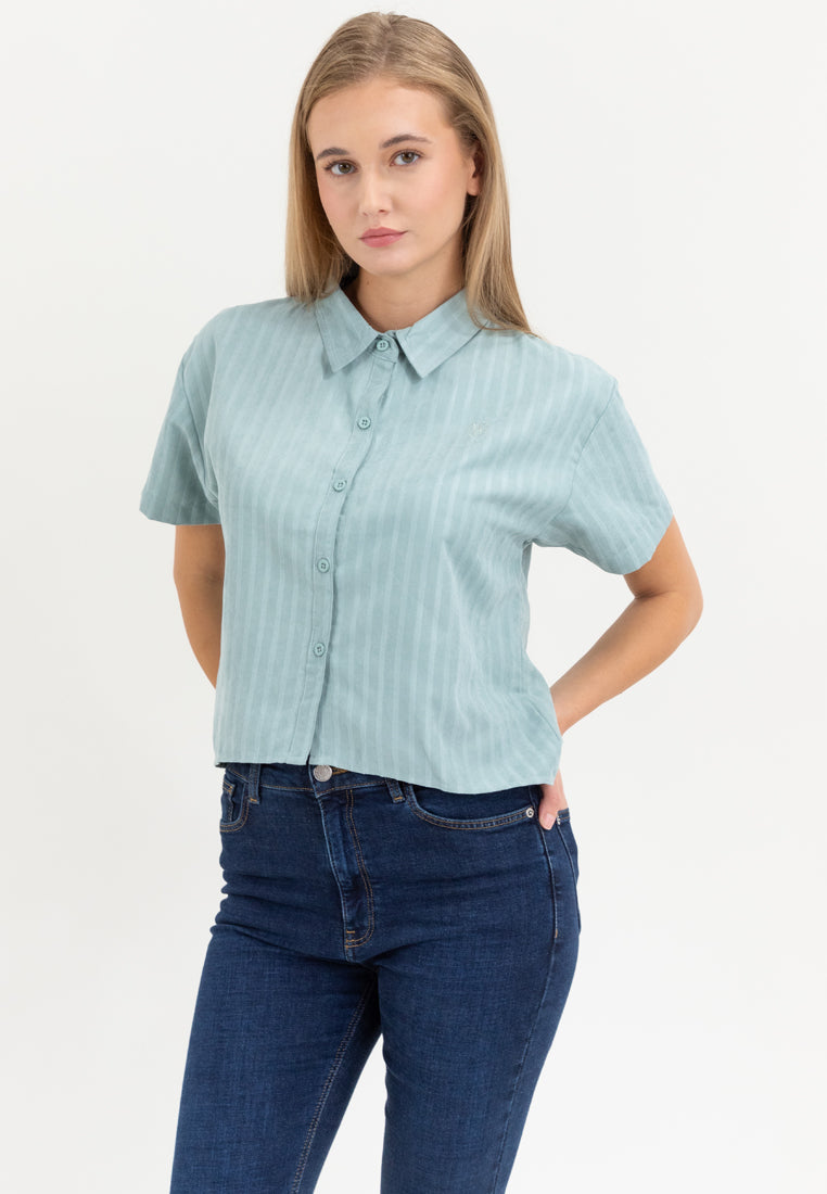 OXFORD Women's Light GreenLoose Crop Polo