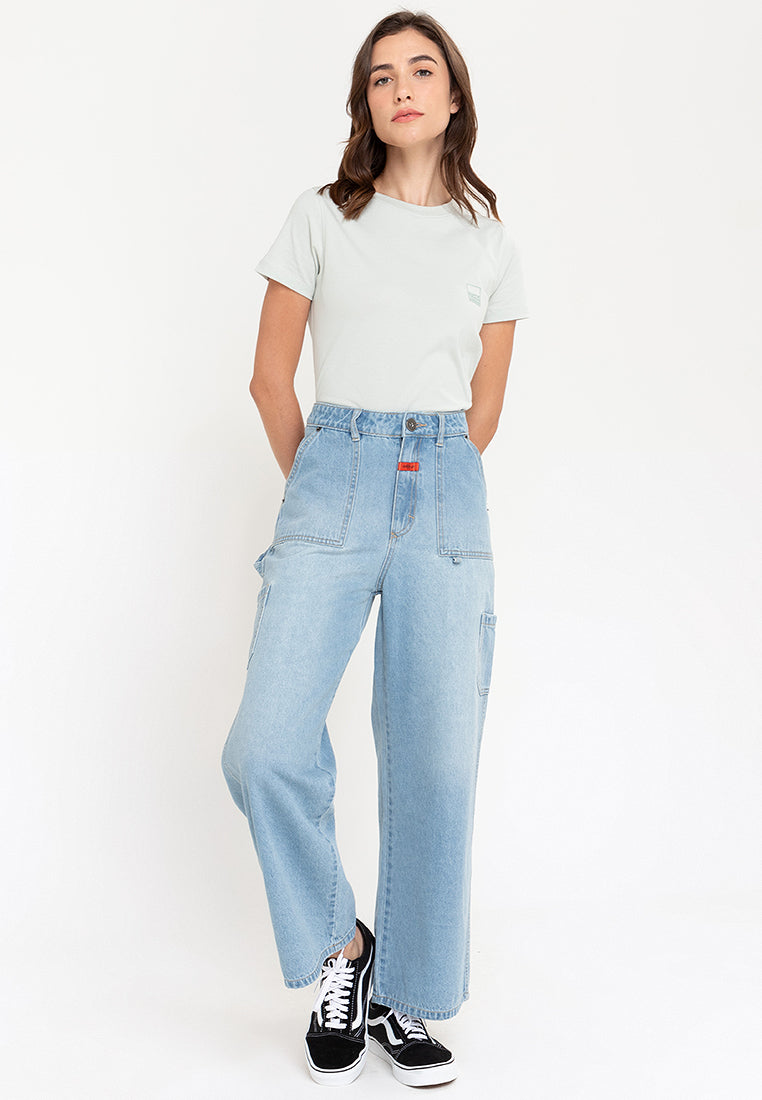 WIDE POCKET Women's Light Blue Denim Pants