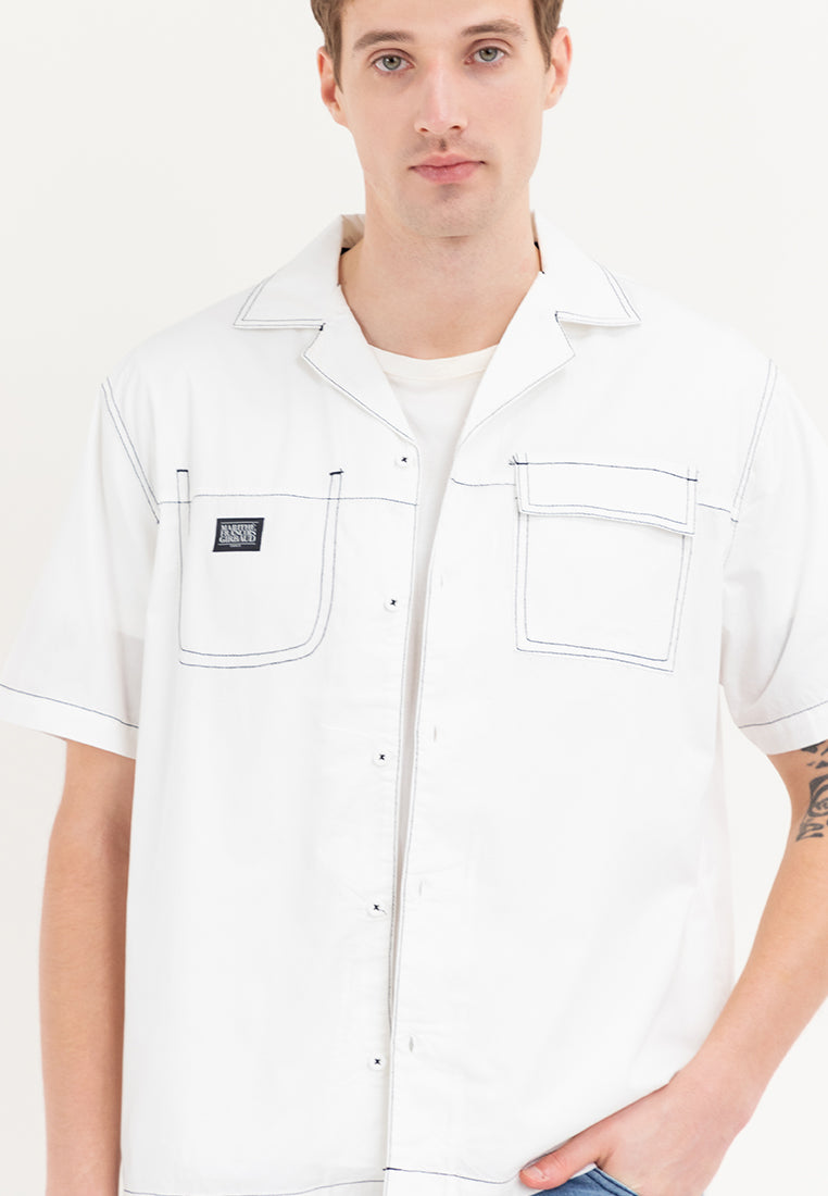 WOVEN WHITE Men's Button-Down Polo