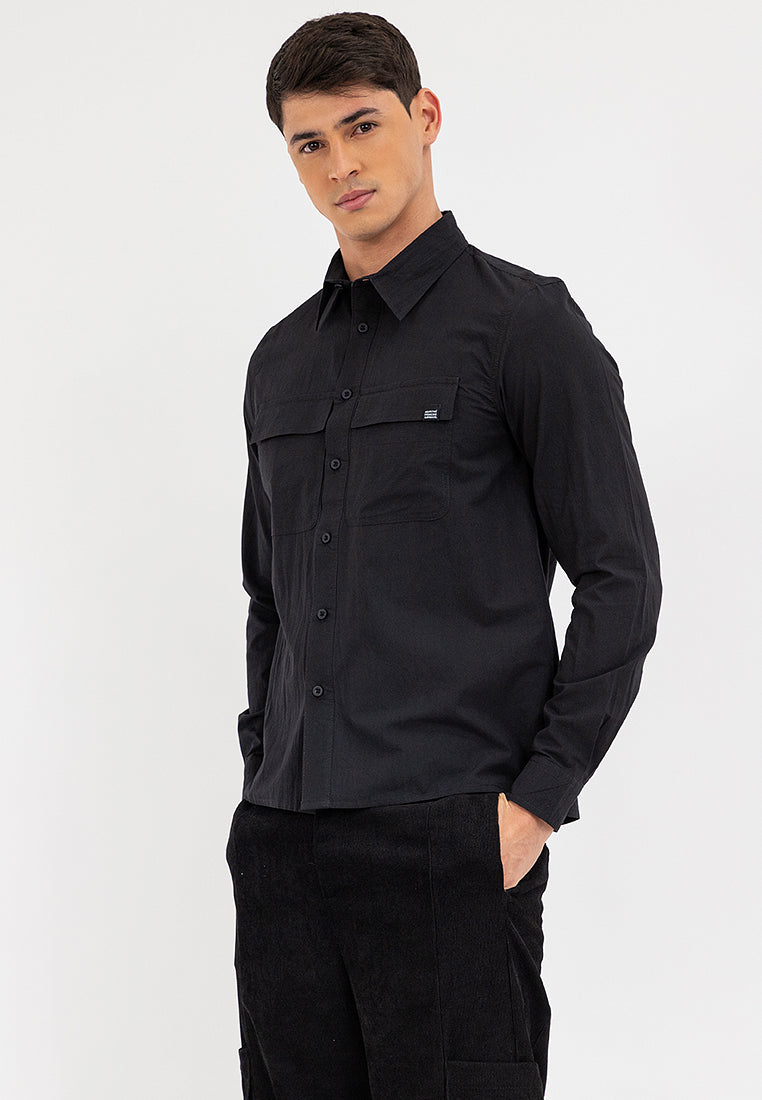 POLO LONG SLEEVE BUTTON DOWN Black