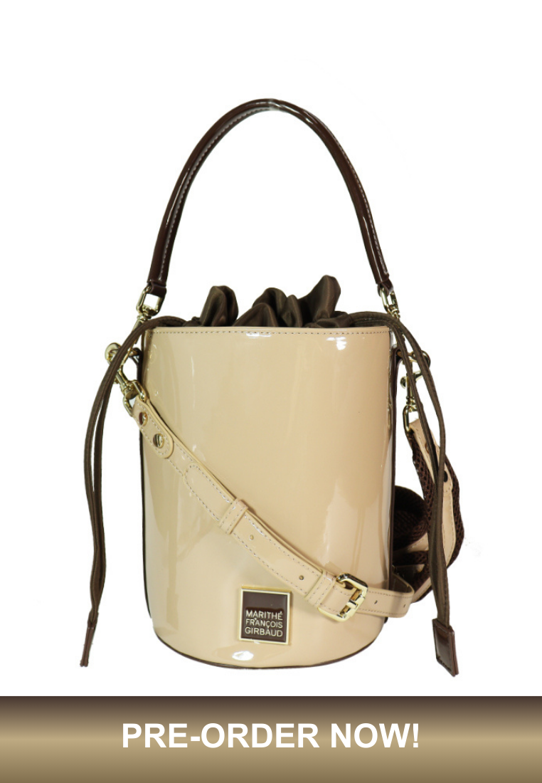 BELLA Women's Beige Glossy Bucket Bag