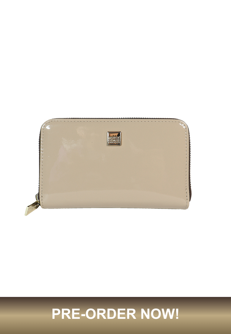 LEE Women's Beige Glossy Mid Wallet