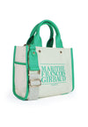 CAMILLE Women Off White-Green Small Canvas Handbag