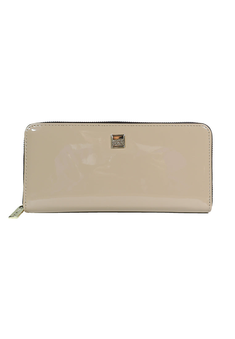 LYE Women's Beige Glossy Long Wallet