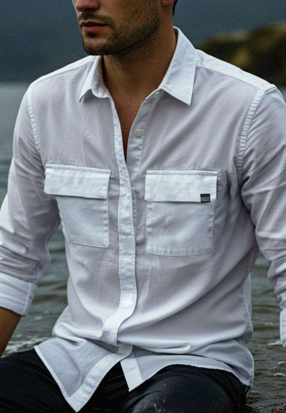 POLO LONG SLEEVE BUTTON DOWN White