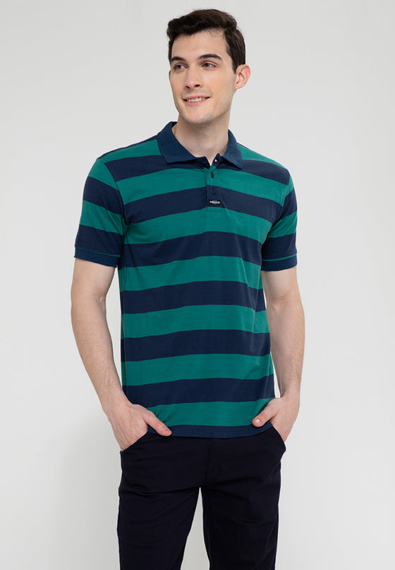 Men's Blue Stripe Box Polo Shirt